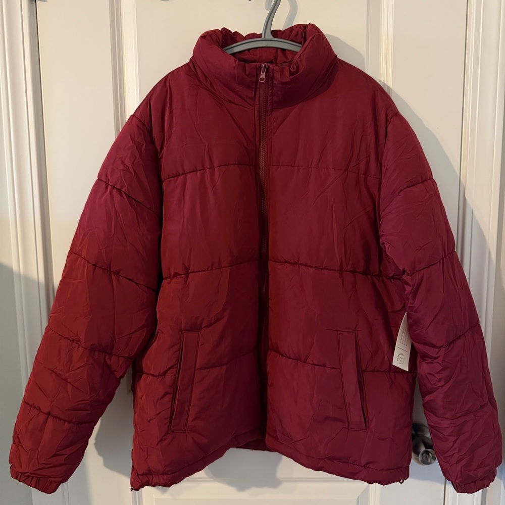 Forever 21 Men Crimson Quilted Puffer Jacket